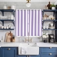 thumbnail image 2 of Purple Striped Kitchen Curtains 63 Inch Length, Modern Farmhouse Purple White Stripes Grommet Top Bedroom Living Room Curtains, Light Filtering Cafe Curtain Drapes 2 Panels Set 84''x63'', 2 of 9
