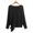 Black-01, variant on Sweaters for Women Solid Color Crew Neck Long Sleeve Drawstring Batwing Loose Knit Pullover Comfortable Casual Pullover Top Black One Size