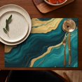 thumbnail image 5 of Teal Marble Gold Line Pattern Summer Placemats Table Placemats Set Of 4-Linen Kitchen Washable Placemats Table Mats 11.8"x17.7" Non-Slip Heat Resistant, 5 of 6