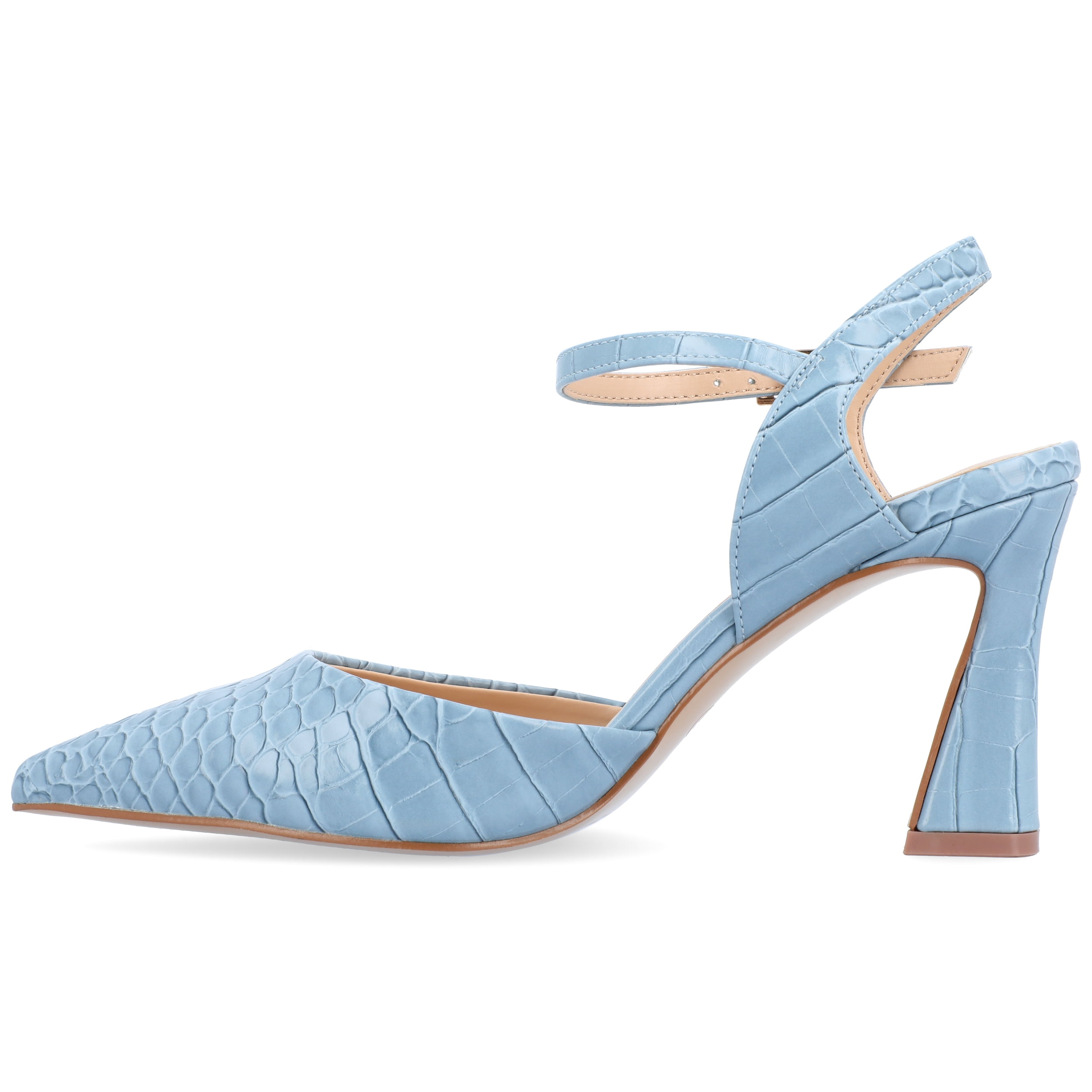 Journee Womens Nixey Croco Texture Buckle Pointed Toe Pumps, Widths Available