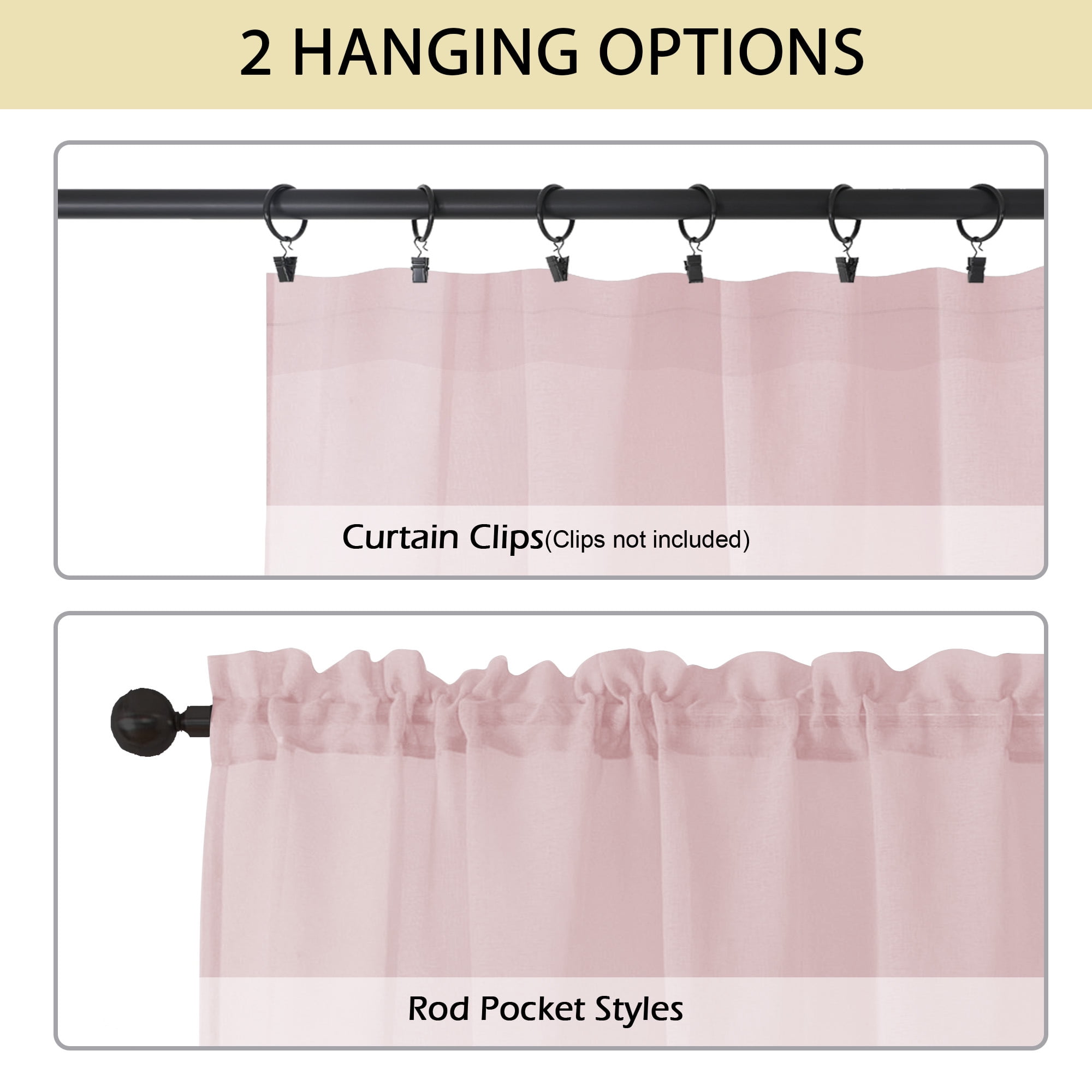 OVZME Dolly Pink Sheer Curtains 84 Inches Long 2 Panels Set, Aesthetic Room Decor Faux Sheer Linen Curtain & Drapes for Living Room Bedroom, Dual Rod Pockets Window Panel, 40x84 Inches