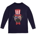 thumbnail image 1 of 4th of July Funny Pug Youth Long Sleeve T Shirt Navy YXL, 1 of 1