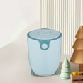 thumbnail image 4 of AuroraX 1.5L Desk Small Trash Can with Push-Button Lid Stylish Round Blue Garbage Container Basket Plastic Minimalist Garbage Bin for Dormitory Bedroom Office, 4 of 6