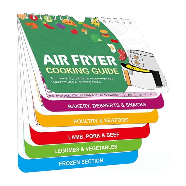 Charlodey Air Fryer Cookbook Cheat Sheet Air Fryer Cheat Sheet Magnets Cooking Booklet Cookbooks Air Fryer Accessories Oven Cooking Pot Temp Kitchen Conversion kitchen utensils Army Green