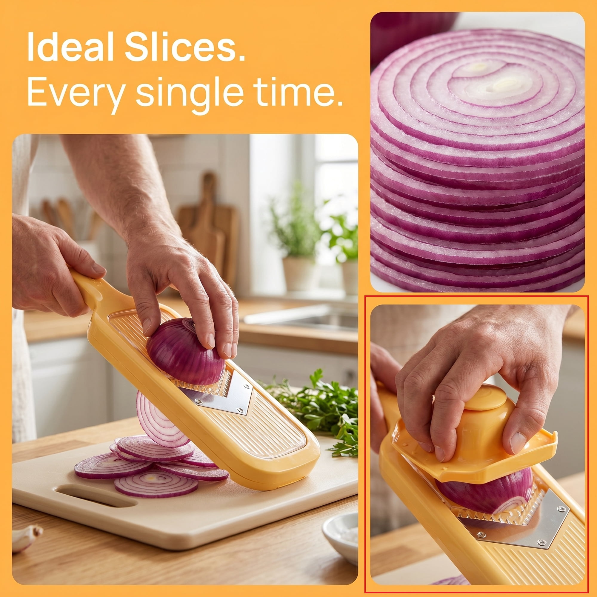 Unique Bargains Versatile 3-in-1 Vegetable Slicer and Chopper for Home Yellow A 13.2"x4.3"