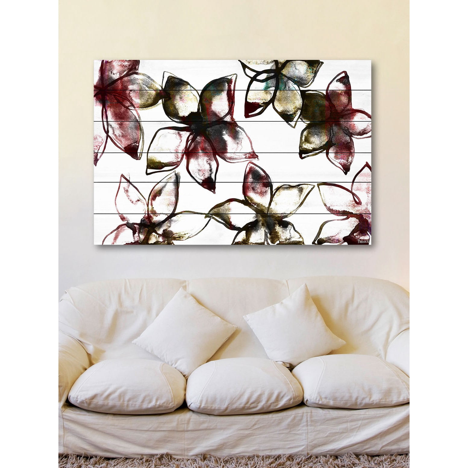 "A Floral Pattern" Painting Print on White Wood