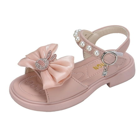 

Baby Sandals Children Shoes Thick Heel Sandals Open Toe Fashionable Cute Pearl Lace Princess Sandals Baby Shoe(Size:5.5-6 Years)