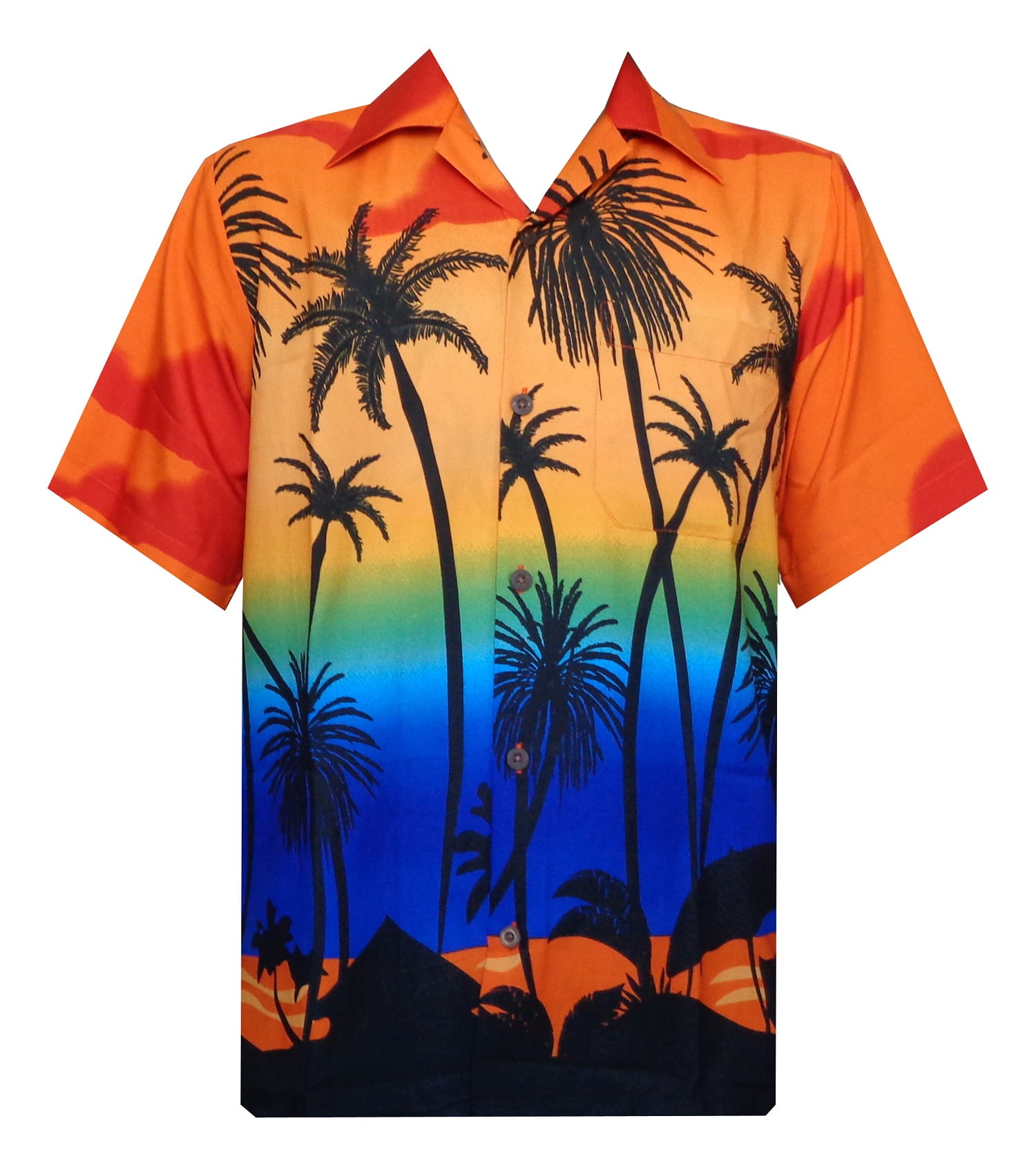Ewindy Mens Hawaiian Shirt Beautiful Sunset Coconut Hawaiian Shirts Aloha Casual Button Down Short Sleeve Shirt