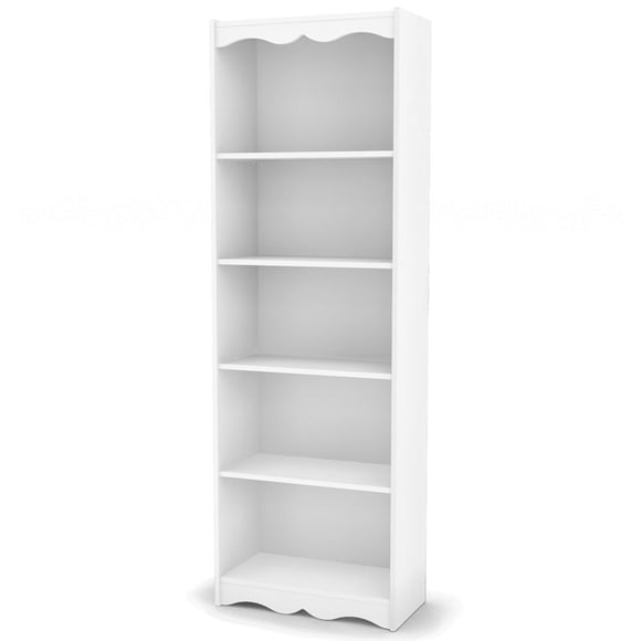 Corliving Bibliothèque à 5 Tablettes en Bois d'Ingénierie de 72 Pouces de Hauteur, Blanc Givre