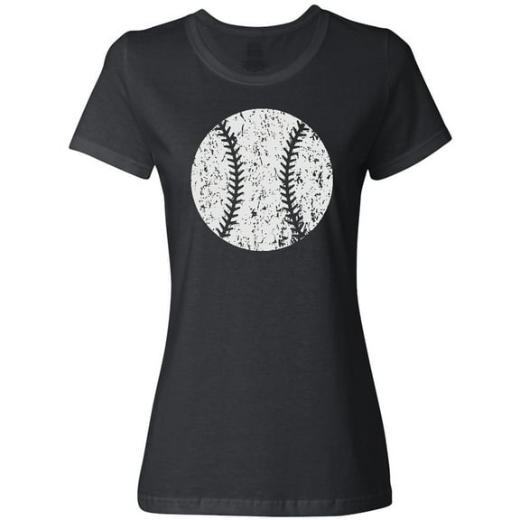 Inktastic Distressed Baseball in White Women's T-Shirt