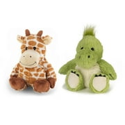 Intelex Warmies Microwavable Plush Set, Giraffe and Dinosaur Warmies are Included - Cozy Plush Heatable Lavender Scented Stuffed Animal