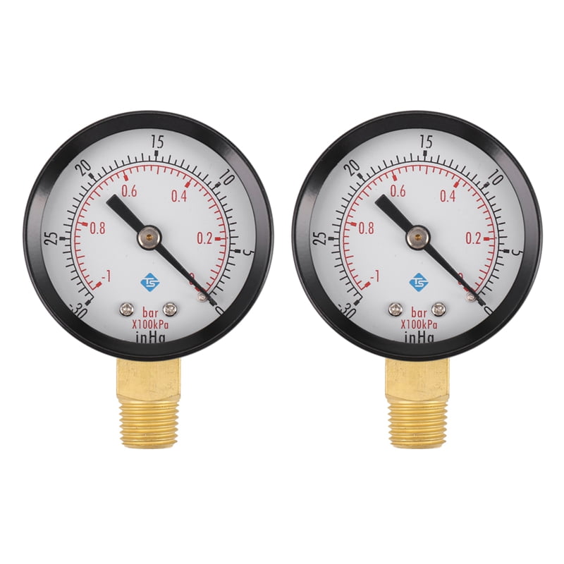 2X Pressure Gauge 0 30InHg 0 1 Bar Mini Dial Air Pressure Gauge