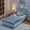 Navy-Twin, variant on Twin Size Upholstered Bed with Oversized Rabbit Ear Headboard, LED Light & 4 Storage Drawers,Beige