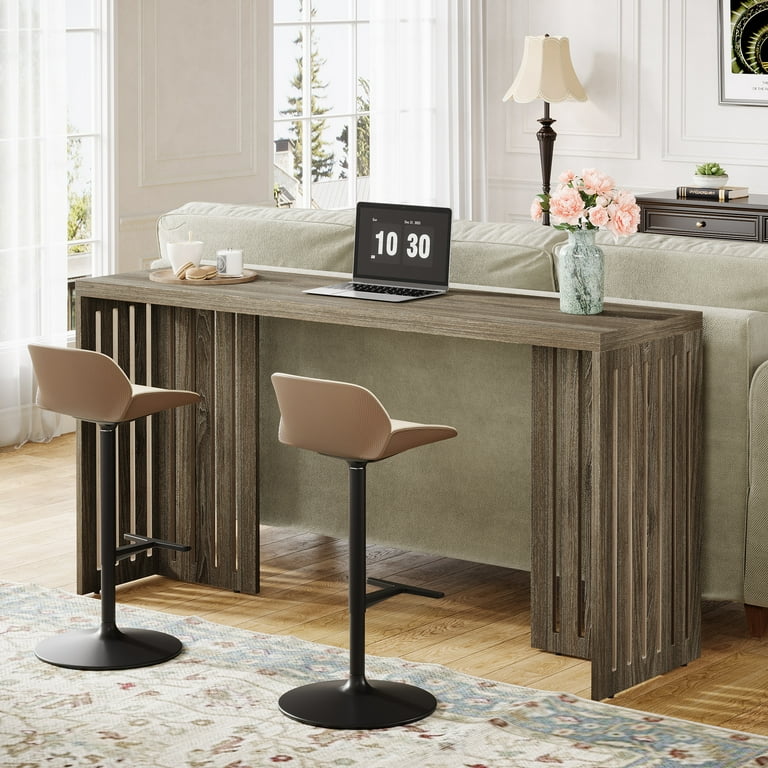 Tribesigns 63-Inch Bar Table, Grey Counter Height Pub Table with