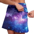 thumbnail image 3 of 2 In 1 Athletic Shorts Women Crossover High Waisted A-Line Pleated Mini Skirt Lightweight Comfy Breathable Athletic Workout Skirts Shorts with Drawstring,Purple,XXL, 3 of 5