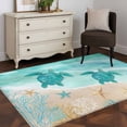 thumbnail image 4 of Summer Beaches Washable Area Rugs 3'x5', Gradient Green Ocean Sea Turtle Starfish Coastal Coral Low Pile Throw Living Room Rug Non-Slip Sturdy Edge Binding Carpet for Indoor Entryway Bedside Kitchen, 4 of 9