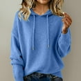 thumbnail image 4 of Huankd Warm Hooded Cash_mere Sweaters for Women Long Sleeve Lightweight Soft Merino Wool Pullover Knit Sweater Fall Clothes Blue 2XL, 4 of 4