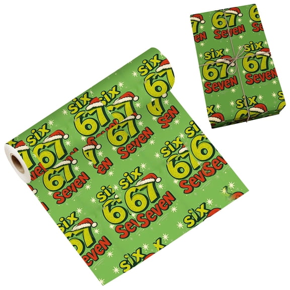 67 Christmas Wrapping Paper Set,35 inch x 20 inch - 6 7 Holiday Gift Wrap with Santa Claus,Santa Hat – Colorful Xmas Paper for Family,Party Gifts(Green)