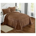 thumbnail image 2 of Emily Floral Chenille Bedspread, Soft Cotton Comforter, California King Size Quilt in Chocolate - Luxury Hotel Bedding, California King Bedspread (Chocolate, California King), 2 of 2