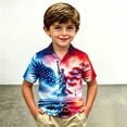 thumbnail image 2 of Huowey Boys Western Cowboy Print Shirt For 4Th Of July Stylish Flag Pattern Short Sleeve Button Down Shirts Turndown Collar Casual Youth 250 Years Celebration Anniversary Blouse,5-6 Years, 2 of 4