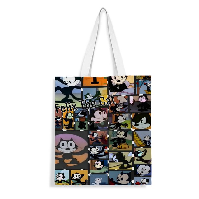 Felix Aesthetic: The Cat Bolso de tela con estampado de lienzo para mujer, bolsa de compras reutilizable y estética, con cremallera interior, regalo para mujer,40*45cm.