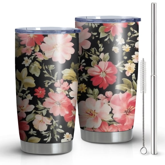 20 Oz Pioneer Flower Coffee Tumbler Double Wall Insulated Stainless Steel Water Bottle | Metal Reusable Thermoses Flask with Cup Cap | Leak & Sweat Proof with Anti-Dust Lid