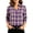 #017-Purple, variant on Warop Women's 3/4 Sleeve Plaid V Neck Blouse Shirt Lightweight Button Down Tops for Office Work Daily Wear