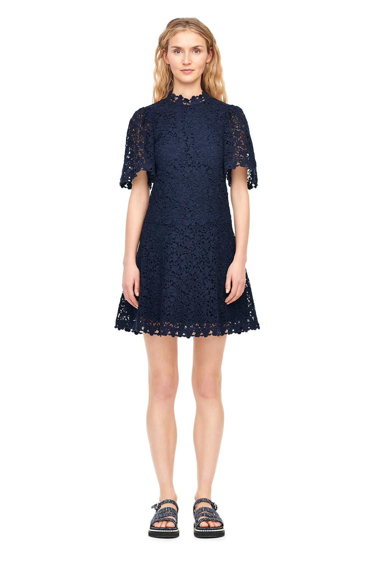 Rebecca Taylor Navy Floral Lace Short Sleeve Dress (8) - Walmart.com