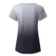 thumbnail image 6 of Summer Plus Size Tops for Womens 2025 Fashion Pockets Casual Gradient V-neck Short Sleeve Loose T-shirt Tops, 6 of 7