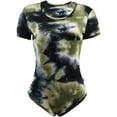 thumbnail image 3 of CutiePlusU Cotton Button Crotch Bodysuits Adult Romper Onesie- Irregular Tie Dye Unisex Black S, 3 of 5