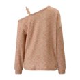 thumbnail image 4 of Blusa Sudadera básica con cuello inclinado y hombros caídos para mujer, traje de vacaciones (naranja M) Ygjytge Naranja T M para Mujer, 4 of 7