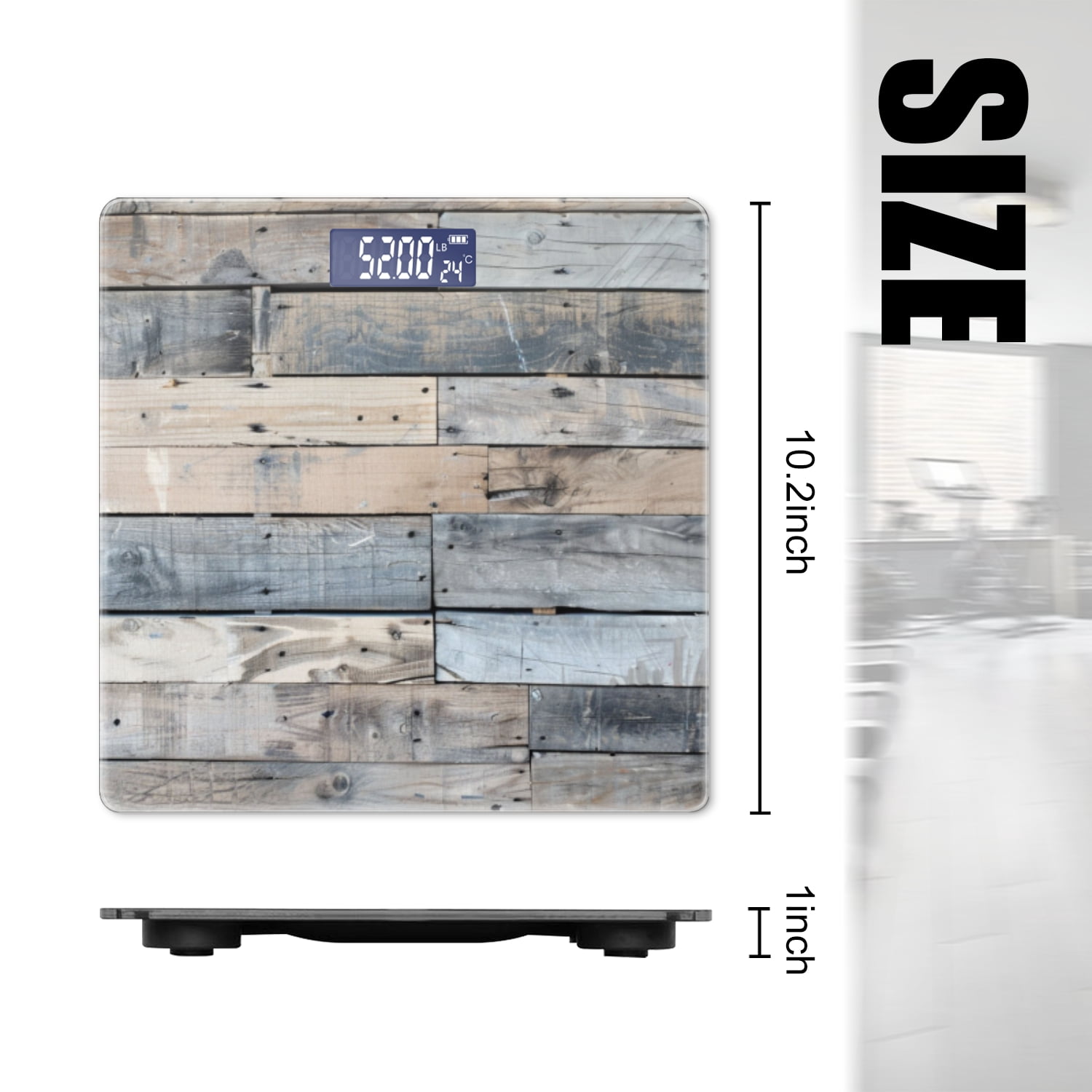High Precision Body Weight Scale Smart Bathroom Scales with Large LCD Display(400lbs),Decorative for Bedroom-Flat Lay View Of Old Weathered Wood Planks With Grungy