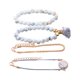 thumbnail image 1 of Juego de 4 pulseras con borlas y cuentas de mármol para mujeres y niñas., 1 of 7