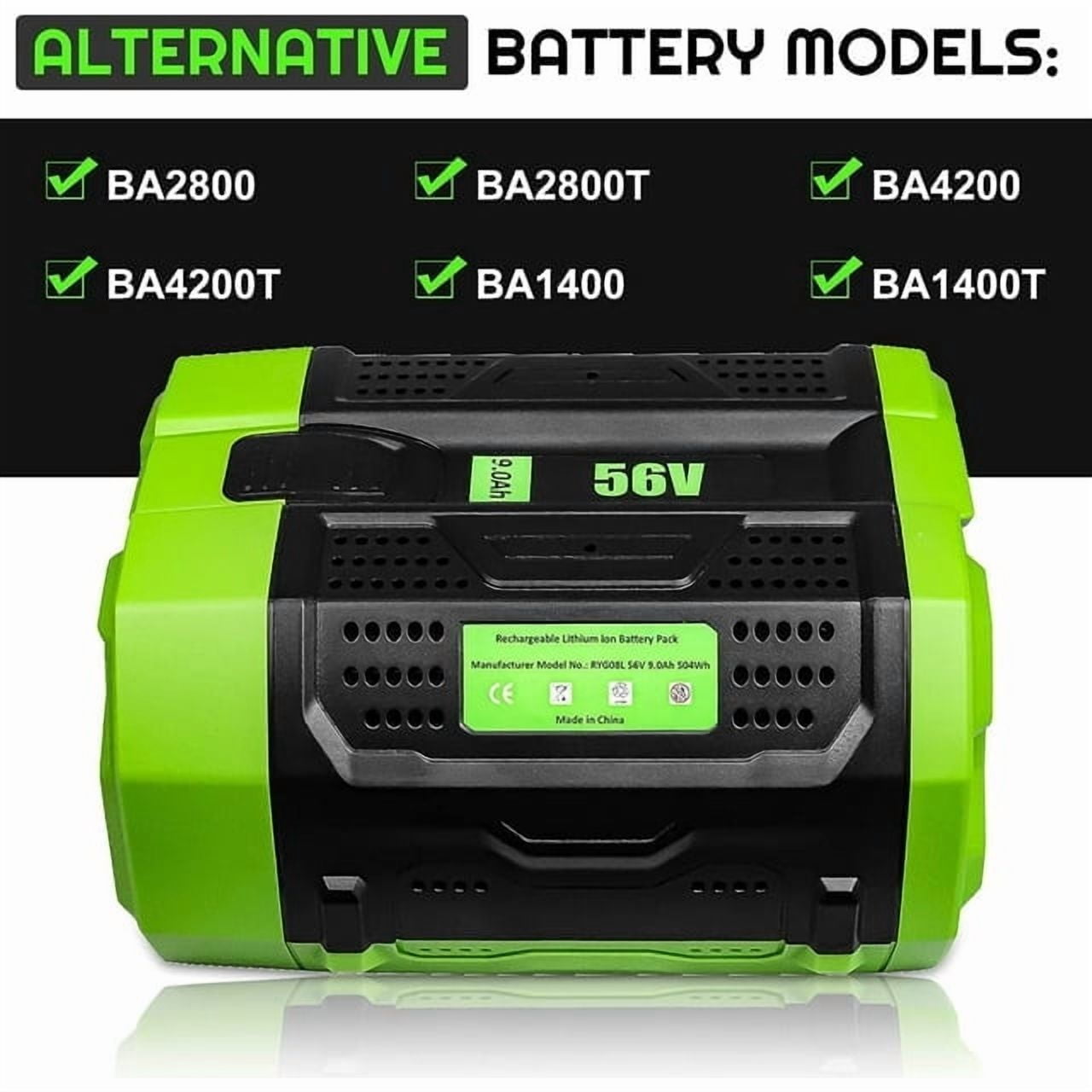 4-Pack 9.0Ah Replacement for EGO 56 Volts Battery BA2800 BA4200 BA4200T BA1400 BA1400T BA2240 BA1120
