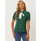 thumbnail image 3 of Camiseta De Manga Corta Con Cuello Peter Pan Y Lunares Para Mujer Verde Oscuro L, 3 of 5