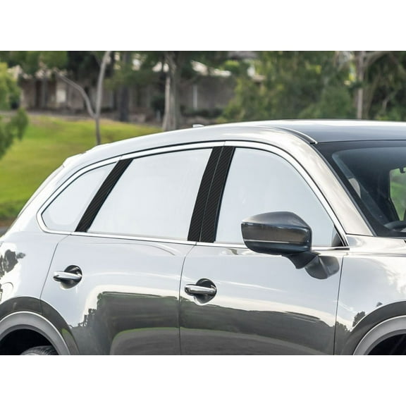 Rvinyl Pillar Post Window Trim Compatible with Mazda CX-9 2016-2023 - Carbon Fiber 3D (Black)