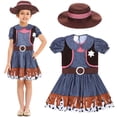 thumbnail image 1 of juego de disfraz de vaquera para niñas, disfraz de juego de rol, vestido de vaquera, atuendo occidental para Halloween, fiestas de cumpleaños, eventos temáticos, talla M, 1 of 8
