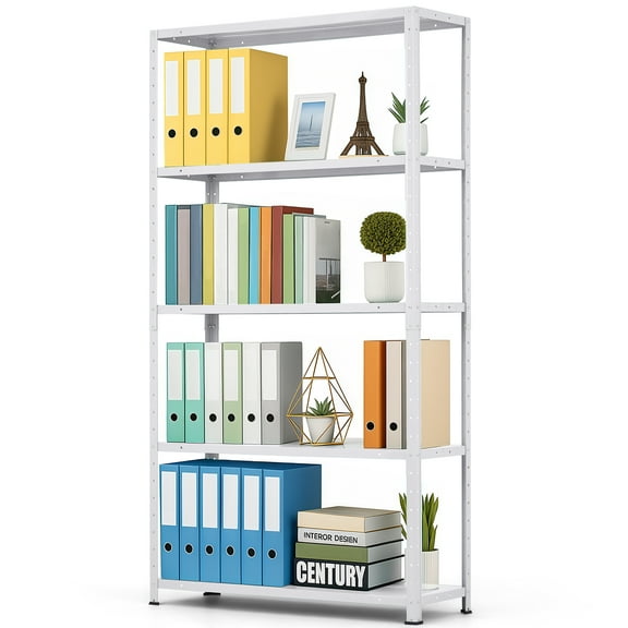 Towallmark 5-Tier Garage Shelving, 68" Storage Shelves, 500 LBS Heavy Duty Shelving, Adjustable Metal Shelving Units for Storage Rack for Shed Warehouse Basement, White