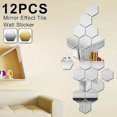thumbnail image 4 of 12 Pcs Wall Decoration Mirror Stickers Non Glass Mirror Plastic 3D Mirror Hexagon Acrylic Mirror Wall Decor S, Silver, 4 of 5
