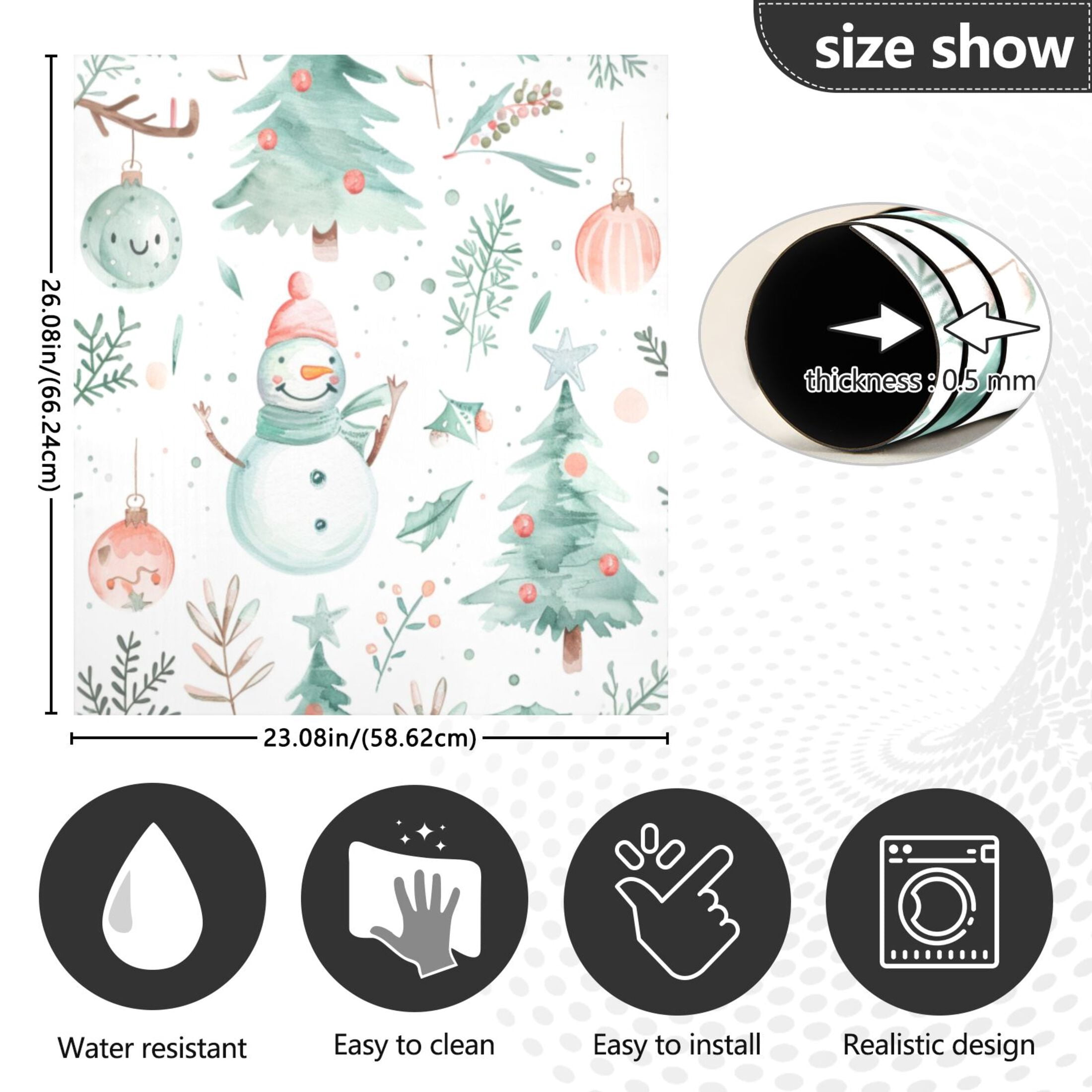 Dishwasher Magnetic Sticker 23x26 Inch Refrigerator Magnetic Sticker Washing Machine Magnetic Sticker Kitchen Panel Magnetic Sticker Home Decor Colorful Cartoon Snowman