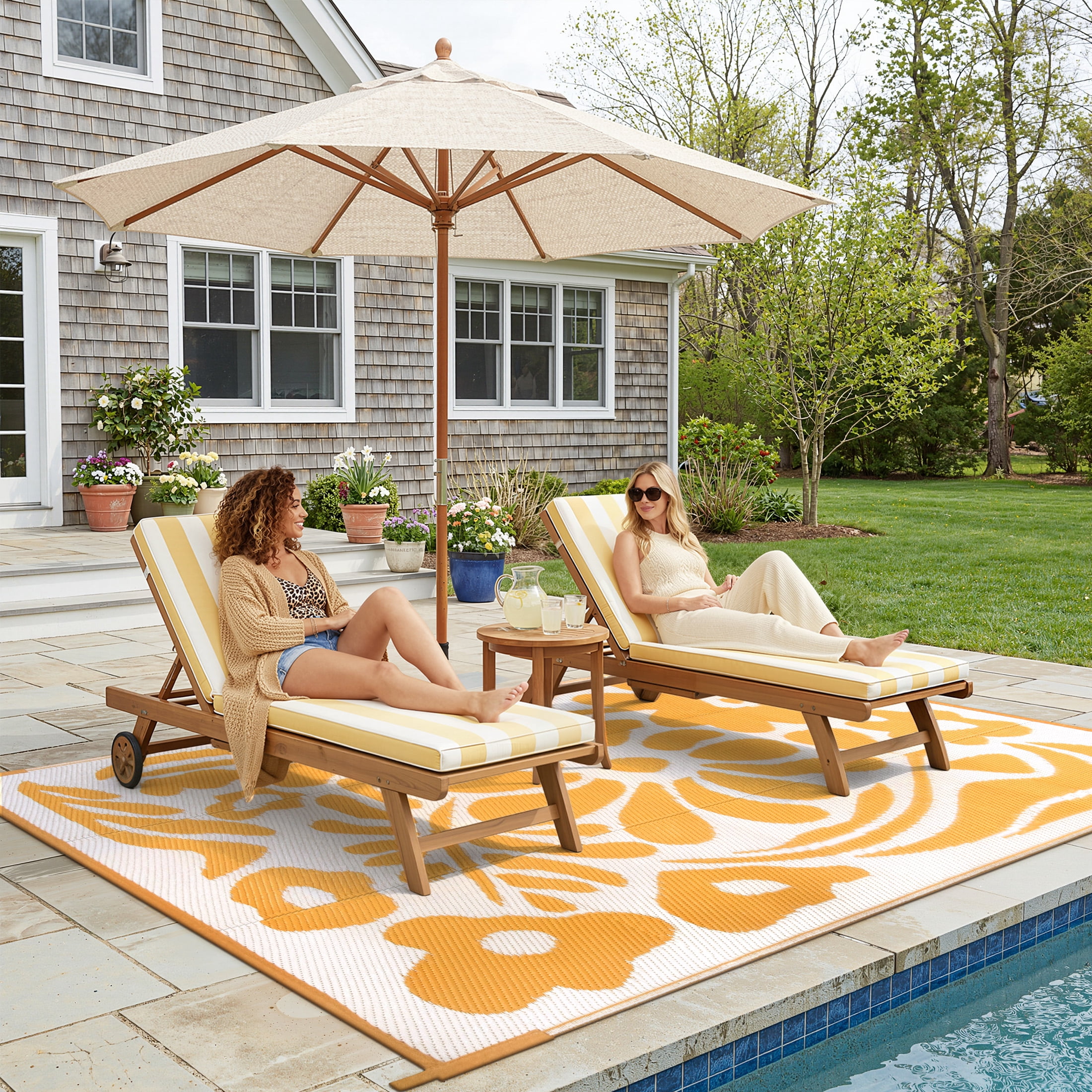 Moynesa 8'x10' Outdoor Rugs Waterproof, Plastic Straw RV Rugs for Outside, Large Portable RV Outdoor Rugs for Camping, Reversible Flower Picnic Mat for Camper Garden Tent