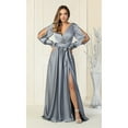 thumbnail image 1 of Split Long Sleeve Evening Gown, 1 of 4
