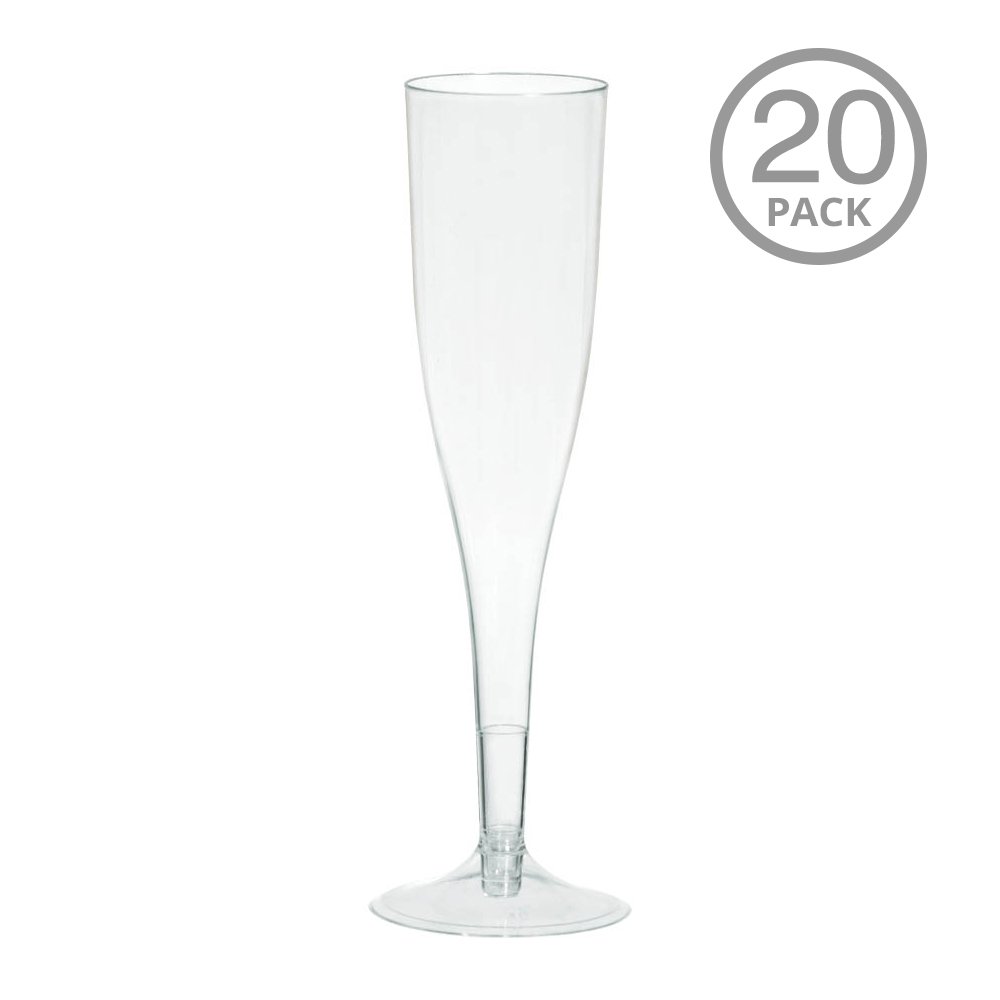 Plastic Champagne Flutes 5.5oz (20 Pack)