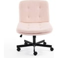 thumbnail image 7 of Wubio  Swivel Armless Criss Cross Chair with Dual-Use Wheels,Cross-Legged Office Desk Chair,Vanity Chair,Rolling Computer Chair for Home-Pink, 7 of 7