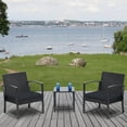 thumbnail image 2 of BPS 3 Pieces Patio Furniture Set, Outdoor Rattan Wicker Chairs with Table, 3 Pcs Sofa Set with Cushion, Conversation Furniture for Garden Poolside, 2 of 14