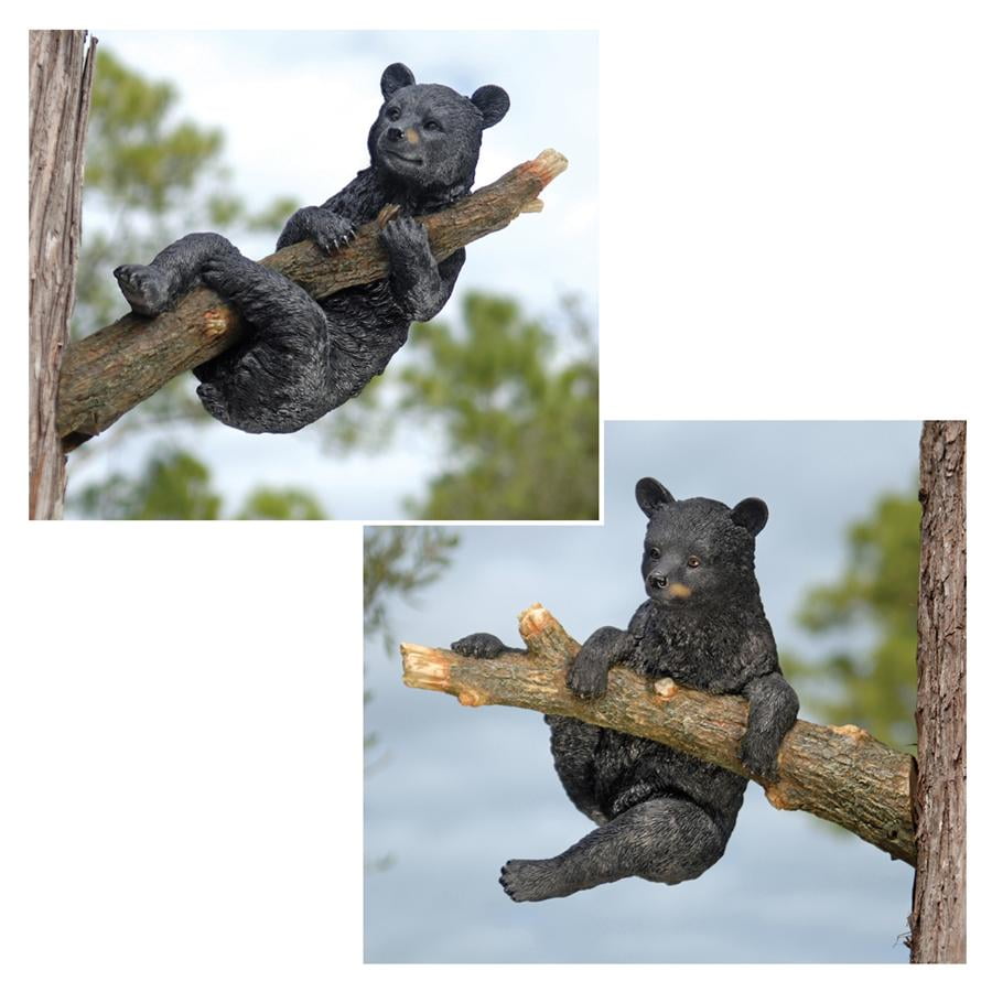 Design Toscano Up a Tree Hanging Black Bear Cub Statues Climbing