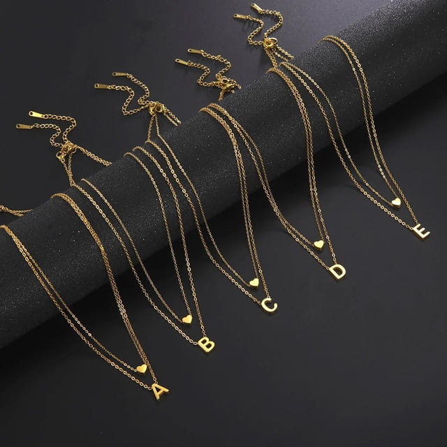 Lemegeton Collar con inicial de corazón pequeño para mujer, gargantilla de acero inoxidable con letras del alfabeto, joyería, regalo de cumpleaños, tendencia 2023