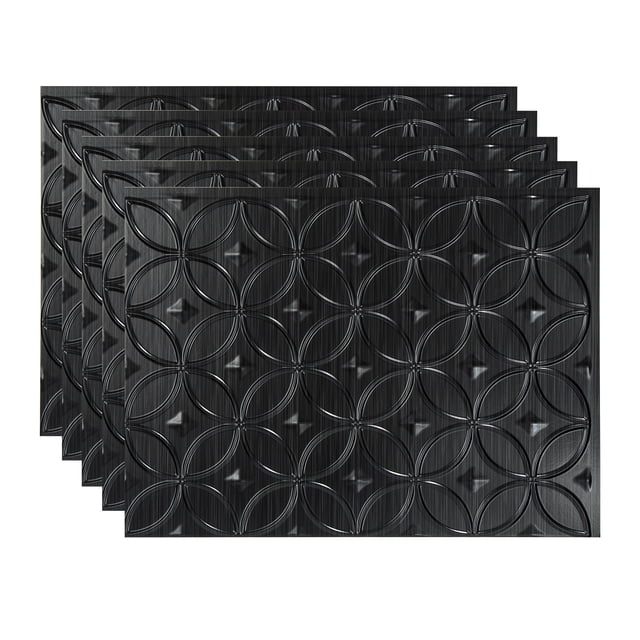 FASÄDE Rings Brushed Onyx 18in x 24in Decorative Vinyl Backsplash Panel (5 Pack)