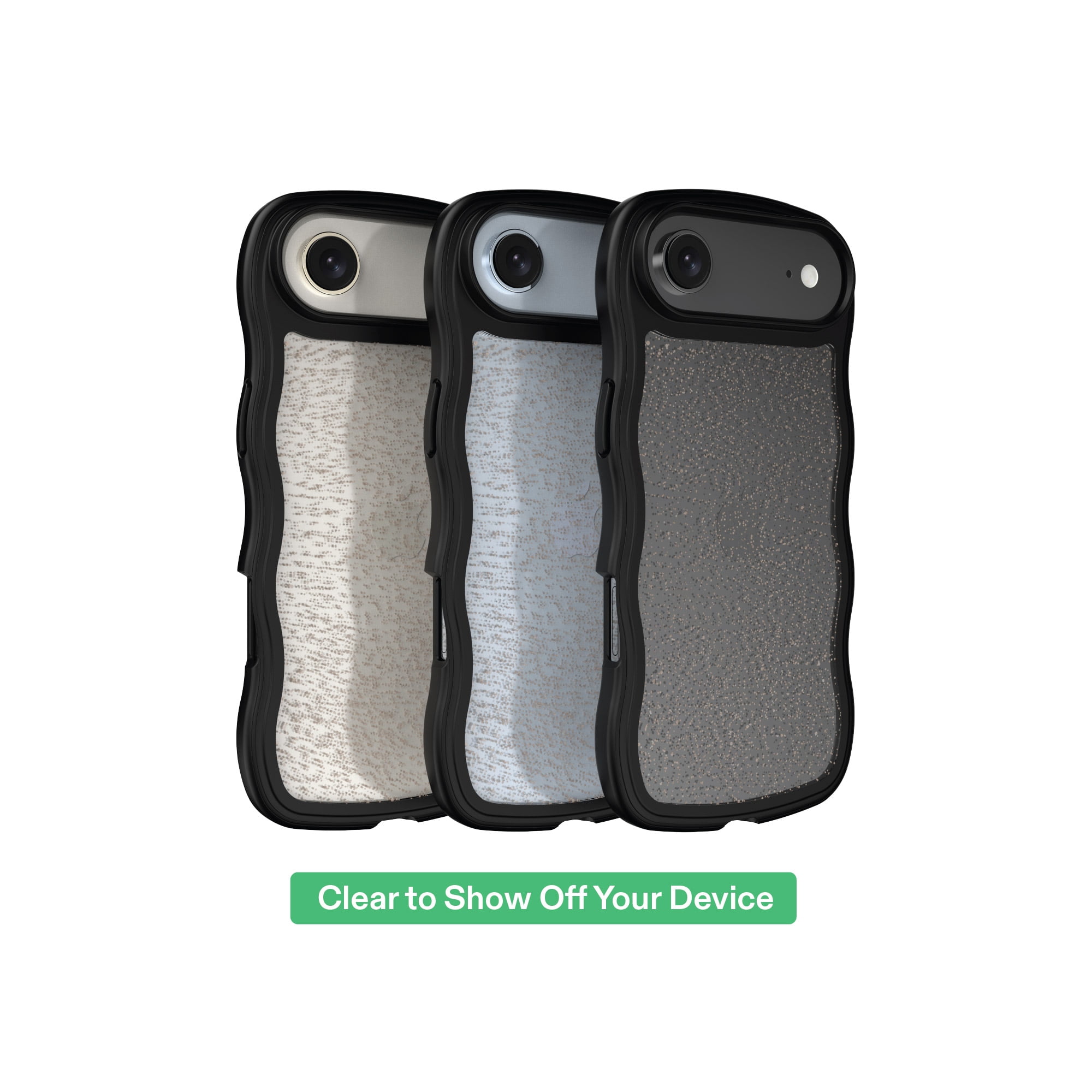 onn Wavy Grip Phone Case for iPhone Air - Black/Gold Glitter