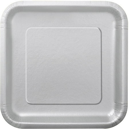 - Square Paper Plates, 7 in, Silver, 16ct